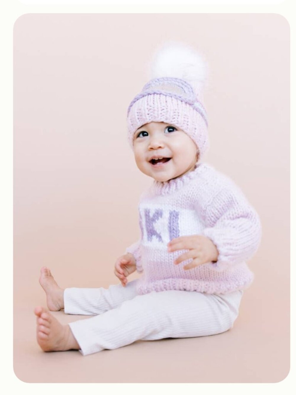 The Blueberry Hill Pink Ski Goggles Knit Hat Puffball Beanie Sz Med 2-5Y Pink